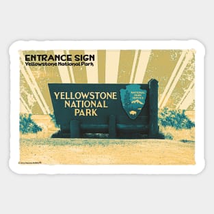 Yellowstone National Park Entrance Sign in yellow-green Sticker